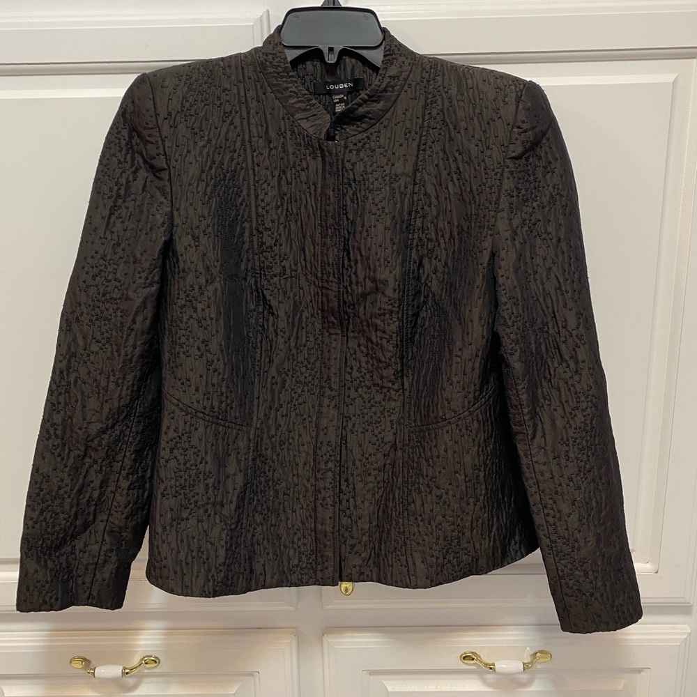 Louben Brown Textured Business Jacket Full Zip Women’s Size 10